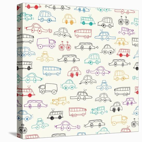 Car Doodles. Seamless Pattern-Angelina Stoykova-Stretched Canvas