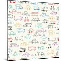 Car Doodles. Seamless Pattern-Angelina Stoykova-Mounted Art Print