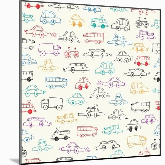 Car Doodles. Seamless Pattern-Angelina Stoykova-Mounted Art Print