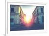 Car Drive in Havana Street, Faded and Filtered Vintage Photo Effect-Marcin Jucha-Framed Photographic Print