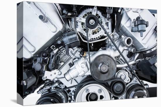 Car Engine - Modern Powerful Car Engine(Motor Unit - Clean and Shiny-l i g h t p o e t-Stretched Canvas