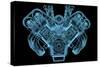 Car Engine X-Ray Blue Transparent Isolated on Black-sauliusl-Stretched Canvas