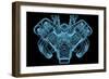 Car Engine X-Ray Blue Transparent Isolated on Black-sauliusl-Framed Art Print