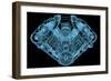 Car Engine X-Ray Blue Transparent Isolated on Black-sauliusl-Framed Art Print