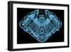 Car Engine X-Ray Blue Transparent Isolated on Black-sauliusl-Framed Art Print