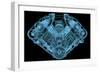 Car Engine X-Ray Blue Transparent Isolated on Black-sauliusl-Framed Art Print