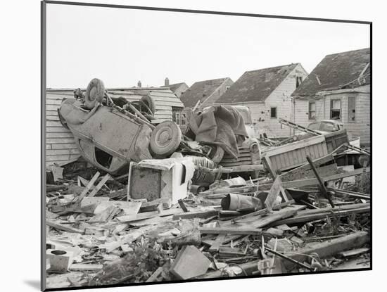 Car, Garage after A Tornado Ripped Thru-null-Mounted Photographic Print