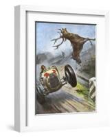 Car Hits Stag-Vittorio Pisani-Framed Art Print