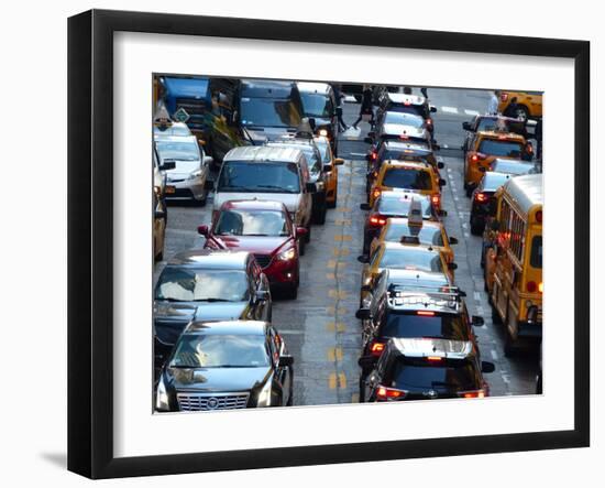 Car jam on 42nd Street at Grand Central terminal-Jan Halaska-Framed Photographic Print