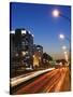 Car Light Trails and Modern Architecture on a City Ring Road, Beijing, China-Kober Christian-Stretched Canvas