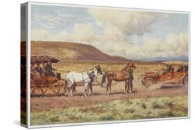 Car Meets a Carriage in the Australian Outback-Percy F.s. Spence-Stretched Canvas