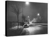 Car on a Lit Road-null-Stretched Canvas