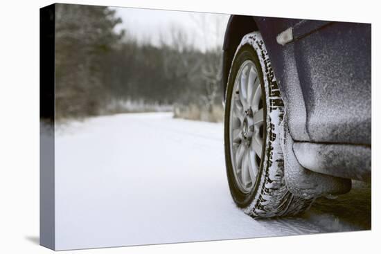 Car on Rural Road in Winter-Chris Henderson-Stretched Canvas