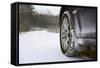 Car on Rural Road in Winter-Chris Henderson-Framed Stretched Canvas