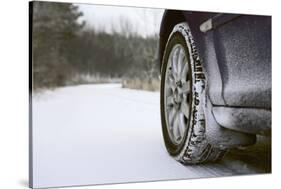 Car on Rural Road in Winter-Chris Henderson-Stretched Canvas