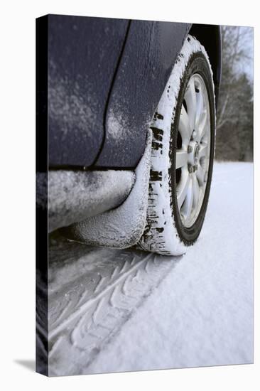 Car on Rural Road in Winter-Chris Henderson-Stretched Canvas