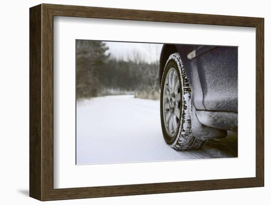 Car on Rural Road in Winter-Chris Henderson-Framed Photographic Print