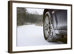 Car on Rural Road in Winter-Chris Henderson-Framed Photographic Print