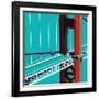 Car on the Golden State Bridge-Nikola Knezevic-Framed Art Print