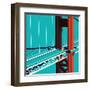 Car on the Golden State Bridge-Nikola Knezevic-Framed Art Print