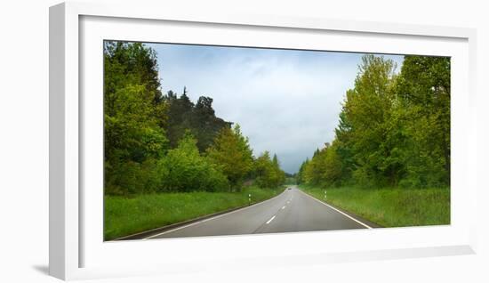 Car on Wet Highway in Springtime, Baden-Wurttemberg, Germany-null-Framed Photographic Print