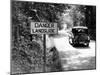 Car Passing 'Danger Landslide' Sign (B&W)-Hulton Archive-Mounted Photographic Print