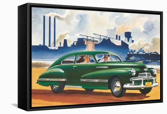 Car Passing Factory-null-Framed Stretched Canvas