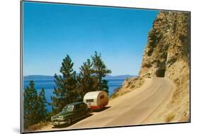 Car Pulling Small Trailer near Tunnel-null-Mounted Art Print
