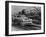 Car Riding the Rails next to a Train-null-Framed Photographic Print