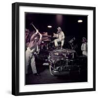 Car Smash Fundraiser with College Men Sledge Hammering a Car for Charity, USA 1954-Nina Leen-Framed Photographic Print