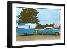 Car Towing Small Alumalite Trailer-null-Framed Art Print