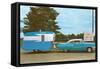 Car Towing Small Alumalite Trailer-null-Framed Stretched Canvas