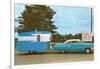 Car Towing Small Alumalite Trailer-null-Framed Art Print