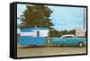 Car Towing Small Alumalite Trailer-null-Framed Stretched Canvas