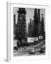 Car Traffic on Highway Next to Advertising Billboards and Oil Well Towers, Signal Hill Oil Field-Andreas Feininger-Framed Photographic Print