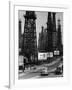 Car Traffic on Highway Next to Advertising Billboards and Oil Well Towers, Signal Hill Oil Field-Andreas Feininger-Framed Photographic Print