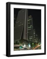 Car Trails at Night, Skyscrapers and City Buildings, Shinjuku, Tokyo, Japan-Christian Kober-Framed Photographic Print