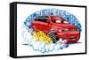 Car Washing Sign with Sponge-Mechanik-Framed Stretched Canvas