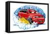 Car Washing Sign with Sponge-Mechanik-Framed Stretched Canvas