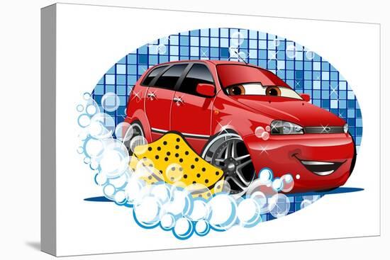 Car Washing Sign with Sponge-Mechanik-Stretched Canvas