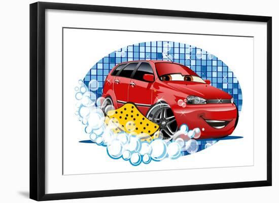 Car Washing Sign with Sponge-Mechanik-Framed Art Print