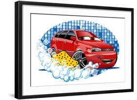 Car Washing Sign with Sponge-Mechanik-Framed Art Print