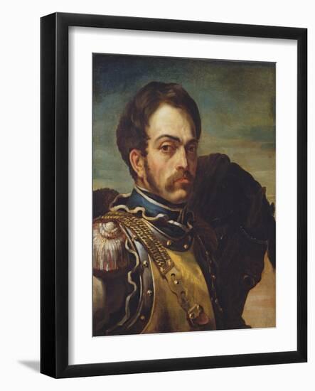 Carabinier Officer with His Horse, C.1814-Theodore Gericault-Framed Giclee Print