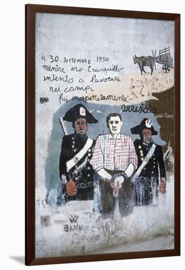 Carabinieri (Police) with Prisoner, Mural in Orgosolo, Sardinia, Italy-null-Framed Giclee Print