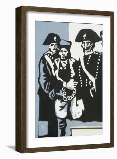 Carabinieri (Police) with Prisoner, Mural on Orgosolo Middle School, Sardinia, Italy-null-Framed Giclee Print