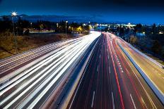 Blurred Tail Lights and Traffic Lights on Motorway-Caracarafoto-Photographic Print