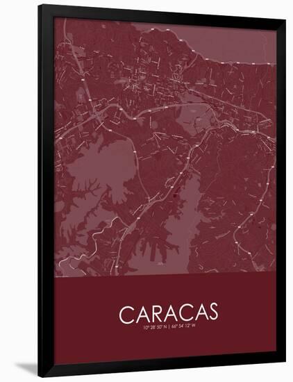 Caracas, Venezuela (Bolivarian Republic of) Red Map-null-Framed Poster