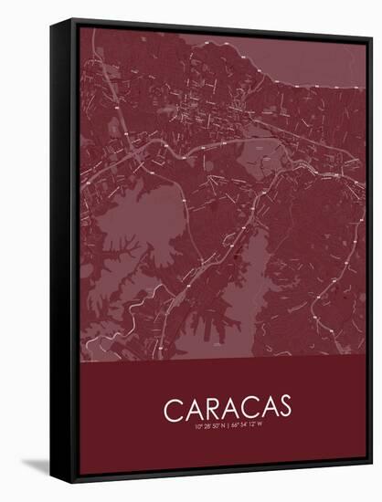 Caracas, Venezuela (Bolivarian Republic of) Red Map-null-Framed Stretched Canvas