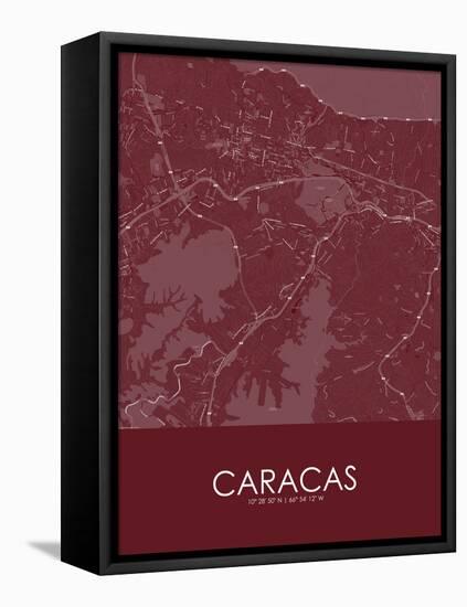 Caracas, Venezuela (Bolivarian Republic of) Red Map-null-Framed Stretched Canvas