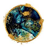 Very Beautiful Art. Abstract Background. Blue and Gold Paint. Golden Sequins-CARACOLLA-Art Print